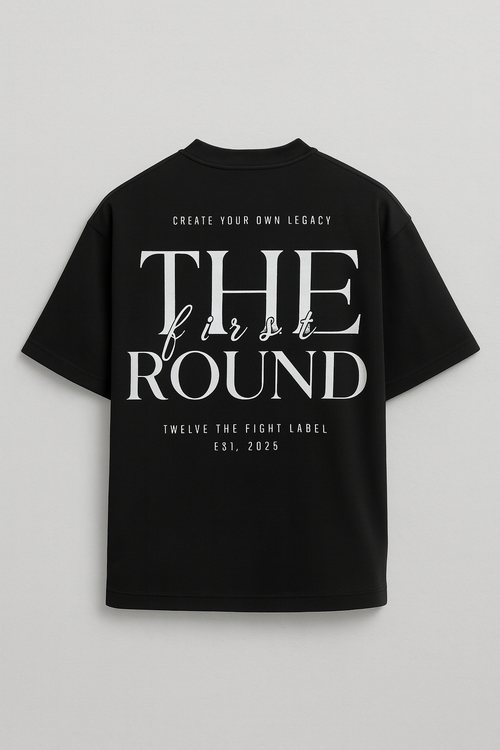 The first round - oversized black tee